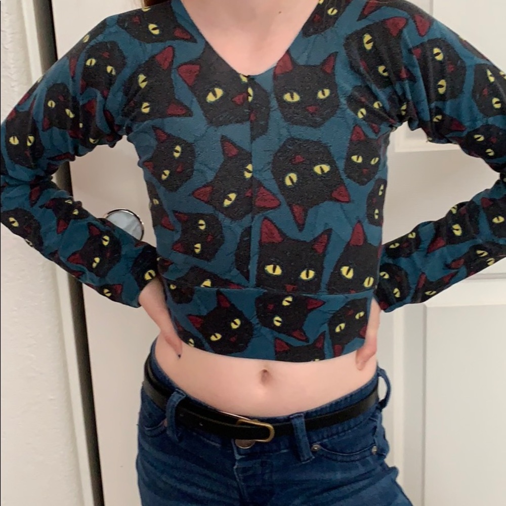 Black Cat Crop Top